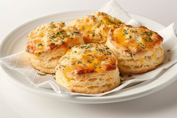 Mouthwatering Cheddar Biscuits Served in a Small Basket