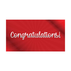 Congratulations banner or Congratulations lettering greeting sign on the gradient red background vector illustraion.