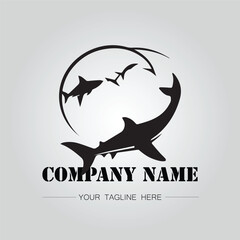 Shark silhouette illustration design for company logo vector image on the white background	
