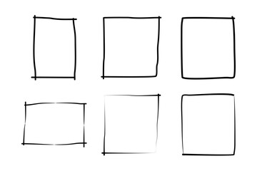 Hand Drawn Frame Square Double Thin Line pictogram symbol visual illustration Set
