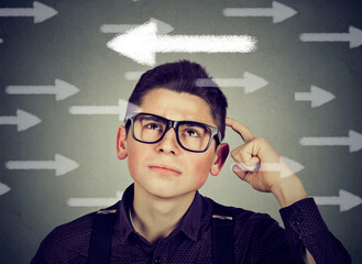 Man in glasses has a second thought choice