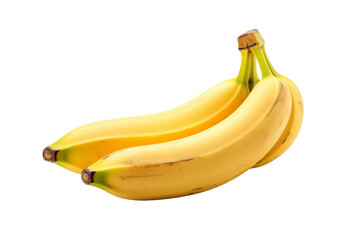 Two ripe yellow bananas isolated on transparent background.