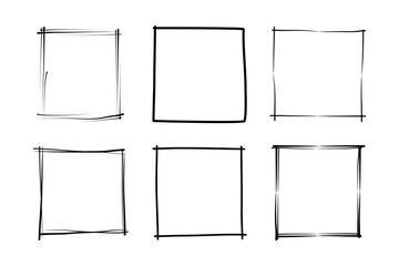 Hand Drawn Frame Square Double Thin Line pictogram symbol visual illustration Set