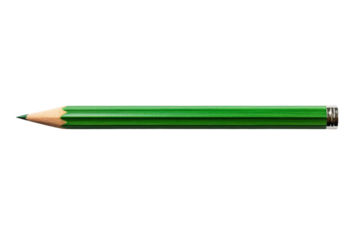 A green sharpened pencil against a transparent background.