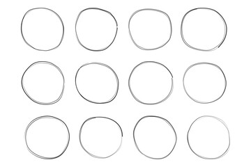 Hand Drawn Frame Circle Double Thin Line pictogram symbol visual illustration Set