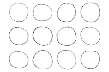 Hand Drawn Frame Circle Double Thin Line pictogram symbol visual illustration Set