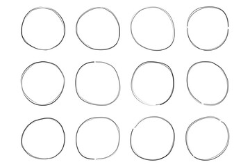 Hand Drawn Circle Double Thin Line Frame symbol visual illustration Set