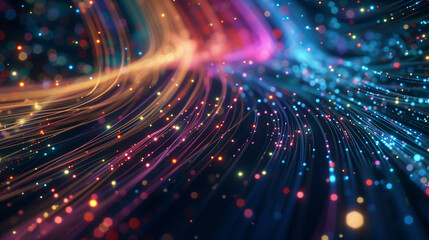 Obraz premium particle lines background, color particle stripes rising. Particle stripes flow,
