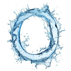 Obraz premium Letter O. Water splashes alphabet isolated on a white background. Stylish modern alphabet template for educational programs, covers, business cards. Letter O water splash alphabet isolated on white