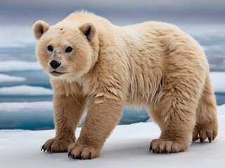 Fototapeta premium polar bear cub bear, polar, polar bear, animal, arctic, white, wild, zoo, mammal, snow, wildlife, nature, cold, fur, winter,Ai generated 
