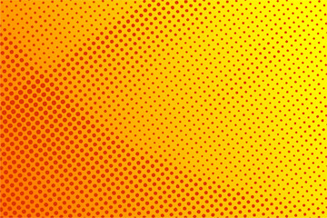 Dotted halftone pattern on gradient yellow orange background. Abstract retro pop art texture for presentation, wallpaper, flyer, banner, poster, banner, brochure and more.