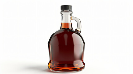 Bottle of sweet maple syrup isolated on white background