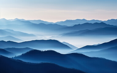 Fototapeta premium calm landscape natural foggy trees mountains, minimalist style background wallpaper