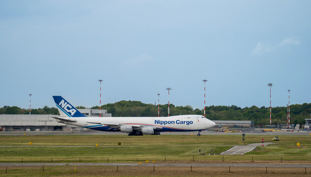 NCA Nippon Cargo Airlines Boeing 747 is taxiing at MXP Milano Malpensa international airport
