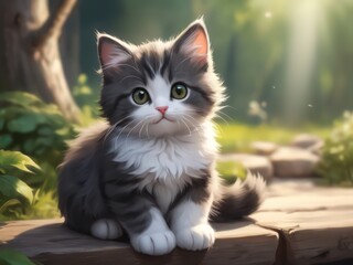 Obraz premium kitty sitting Outdoort 4