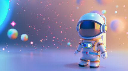 Little boy Cartoon astronaut with space for text