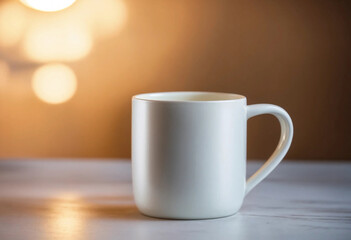 Cream aluminum mug on a cream background