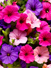 Petunia flowers ,pink flowers in garden