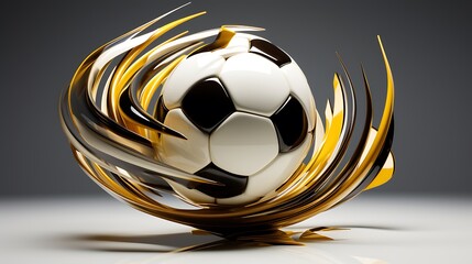 A football spinning, with a sense of rotation and movement