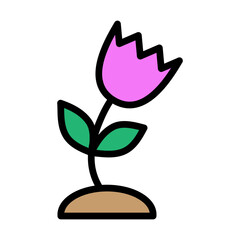 tulip Line Filled Icon Design