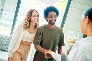 couple house property agent home real estate business buying investment apartment agreement deal...