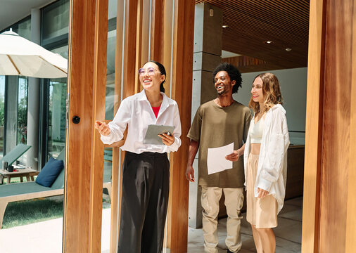 couple house property agent home real estate business buying investment apartment agreement deal client buyer new loan tablet computer technology