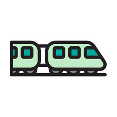 Train Travel Line Filled Icon Design