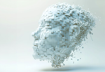 head made up entirely from small white squares