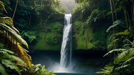 Journey Through Nature's Majesty: Exploring Spectacular Waterfalls in Lush Rainforests and Tranquil Streams, Immersed in the Serenity of Cascading Waters and Verdant Forests, Where Moss-Covered Rocks 