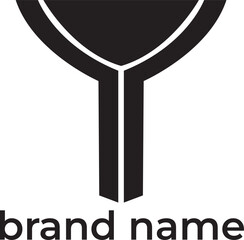 Y alphabet and glass of drink icon logo