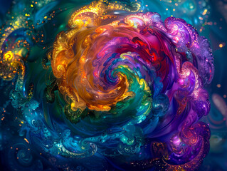 A colorful swirling spiral in the middle of the galaxy. - obrazy, fototapety, plakaty
