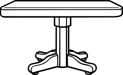 table silhouette vector illustration. Black and white linear illustration