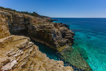 Istria Kamenjak Peninsula beautiful beaches high cliffs for jumping into the water wild nature