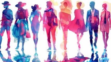 Exotic and vibrant runway fashion show, Ai Generated