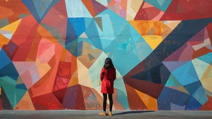 Vivid colors meld in a mural for dramatic effect, Ai Generated