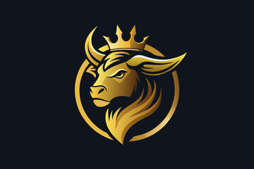  golden-unique-regal-golden-bull--crown-on-bull-vector illustration