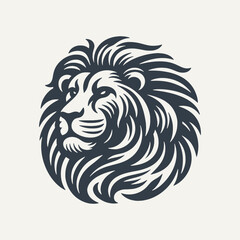 Lion Head Logo Icon. Woodcut engraving style vector illustration.