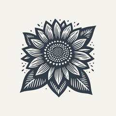 Flower. Woodcut engraving style vector illustration.