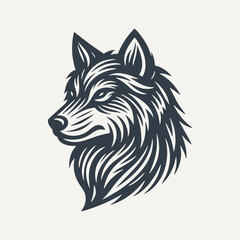 Wolf Head Logo Icon. Woodcut engraving style vector illustration.