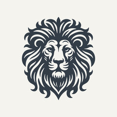 Lion Head Logo Icon. Woodcut engraving style vector illustration.