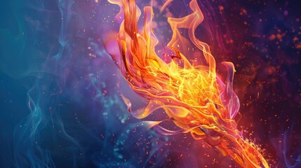 Dynamic abstract art with elements of fire and flames, background image
