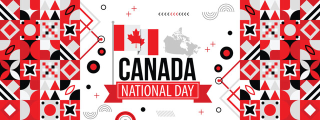 Canada national day banner with Canadian flag colors background, creative independence day banner with raising hand. Poster, card, banner, template, for Celebrate annual