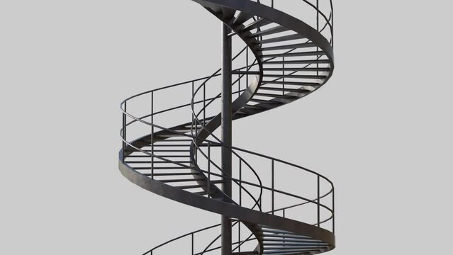 Metal Spiral staircase isolated on white
