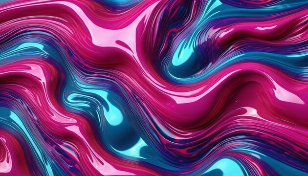 Shiny fuscia and blue liquid pattern