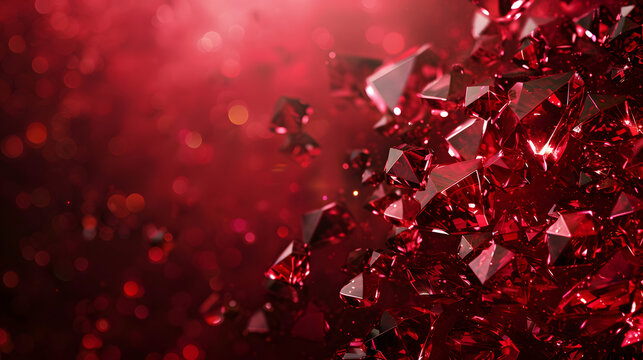 Red ruby gemstone, luxury jewel, shiny crystal background