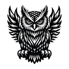 black owl vector illustrator, white background. can be used for emblem, t-shirt, marchendise and more