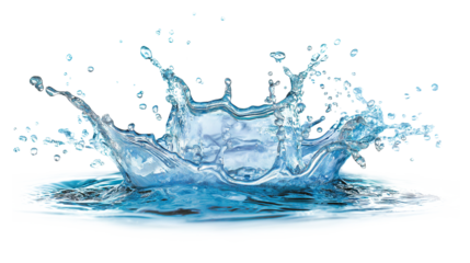 Water splash isolated on transparent background , cut out.