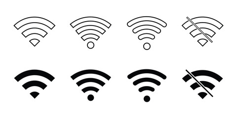 wi-fe icons set and stock vector illustration. wifi symbol. wifeless simple icons vector.