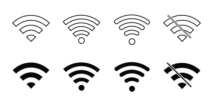 wi-fe icons set and stock vector illustration. wifi symbol. wifeless simple icons vector.