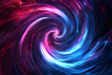 Mesmerizing neon swirls blending into a celestial galaxy. Abstract art on black background.